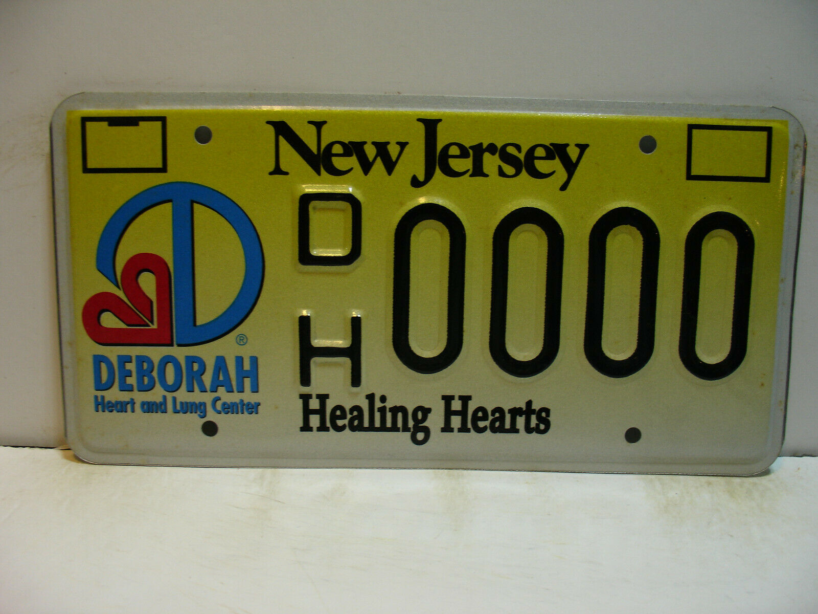 2000 New Jersey License Plate DH 0000  Sample  Healing Hearts    Vintage as4271