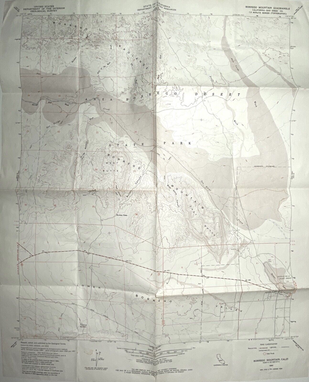 Borrego Quadrangle - San Diego California • 1960 Geological Topographic Map