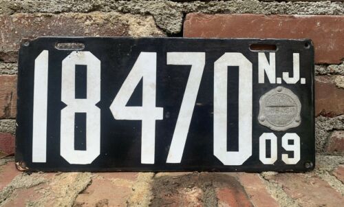 1909 Porcelain New Jersey License Plate