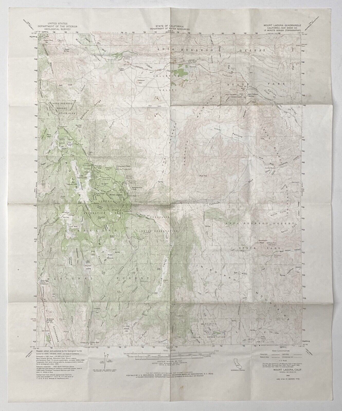 Mount Laguna Quadrangle - San Diego California • 1960 Geological Topographic Map