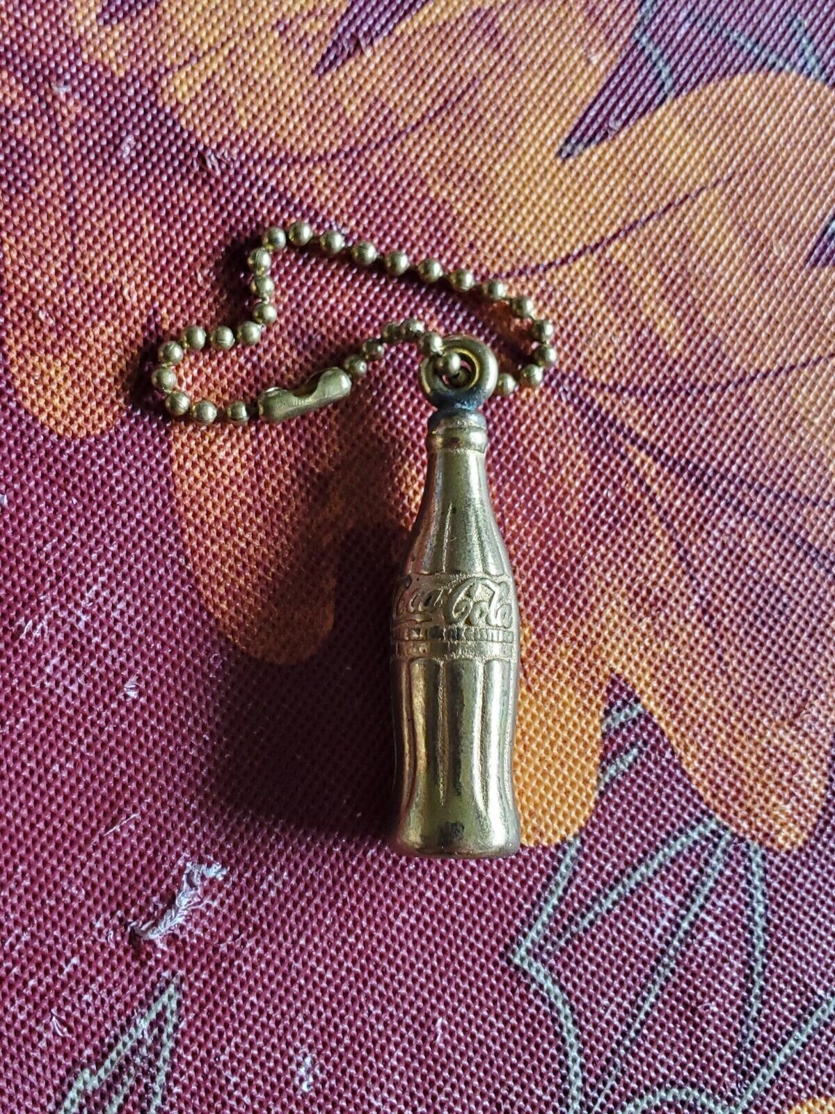 Vintage Coca Cola Coke Miniature Gold Colored Metal Bottle Keychain