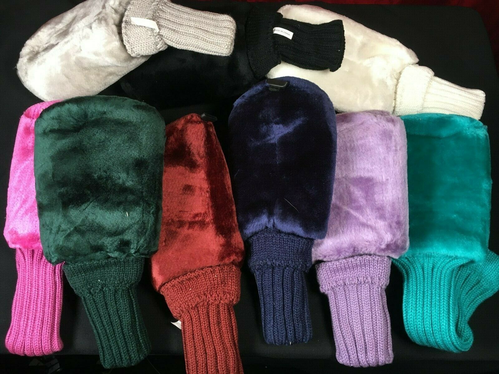Long Neck Fur Golf Club Head Covers with Changeable Numbers (1-3-5-7-X)