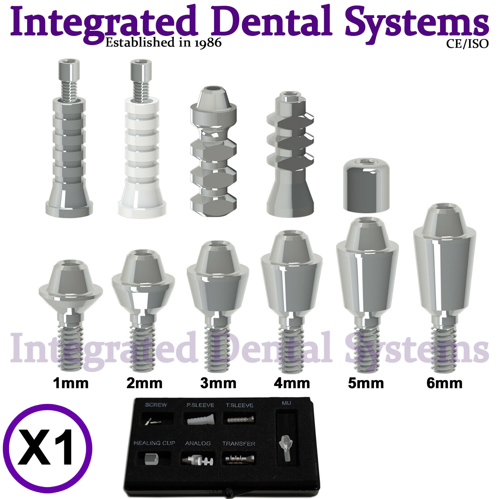 X1 Straight Multi Unit 1mm-6mm Full Set For Dental Implant Regular Platform