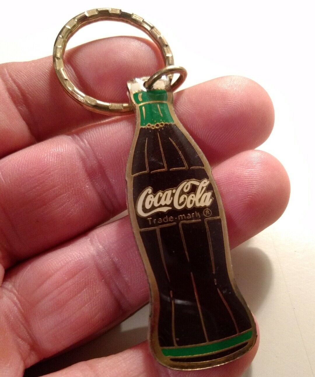 Vintage Original Coca Cola Coke Metal Bottle Shaped Soda Advertising Keychain