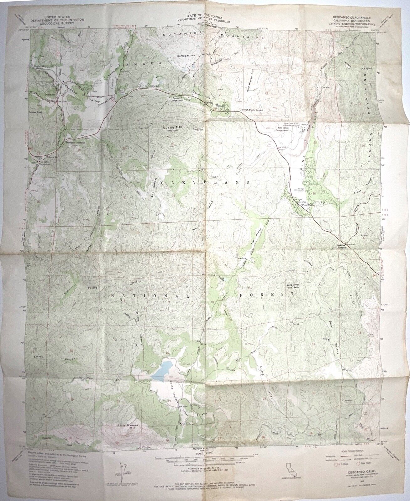 Descanso Quadrangle - San Diego California • 1960 Geological Topographic Map